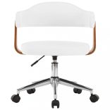 4 db fehér hajlított fa és műbőr forgó étkezőszék