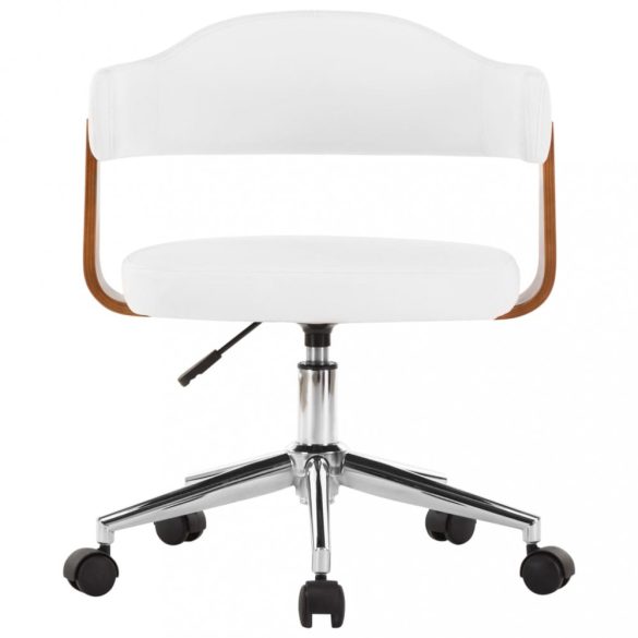 4 db fehér hajlított fa és műbőr forgó étkezőszék