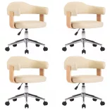 4 db krémszínű műbőr forgó étkezőszék