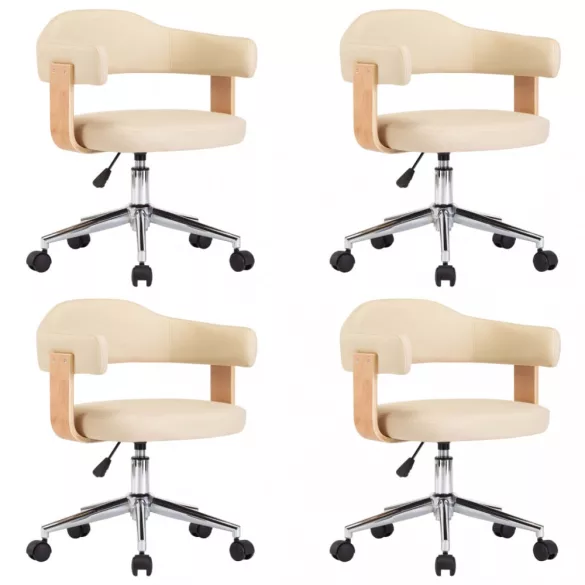 4 db krémszínű műbőr forgó étkezőszék