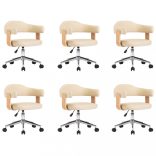 6 db krémszínű műbőr forgó étkezőszék