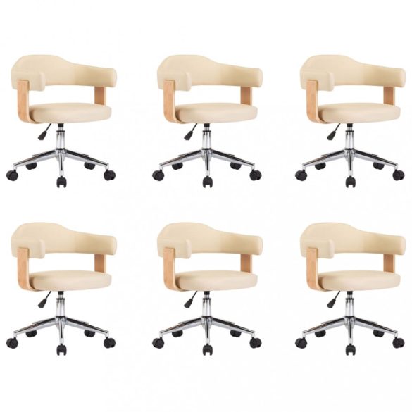 6 db krémszínű műbőr forgó étkezőszék