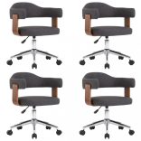 4 db szürke hajlított fa és szövet forgó étkezőszék