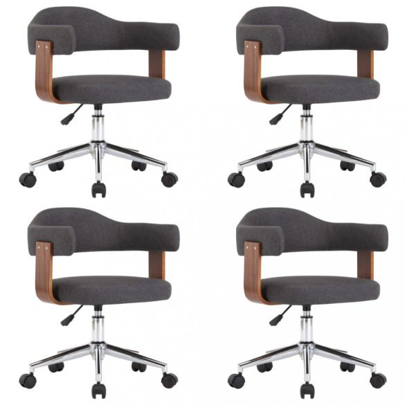 4 db szürke hajlított fa és szövet forgó étkezőszék