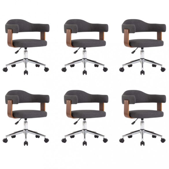 6 db szürke hajlított fa és szövet forgó étkezőszék