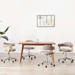   4 db tópszínű hajlított fa és szövet forgó étkezőszék