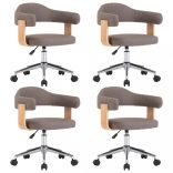 4 db tópszínű hajlított fa és szövet forgó étkezőszék