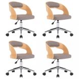 4 db tópszínű hajlított fa és szövet forgó étkezőszék