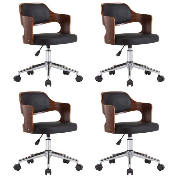 4 db fekete hajlított fa és műbőr forgó étkezőszék