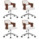 4 db fehér hajlított fa és műbőr forgó étkezőszék