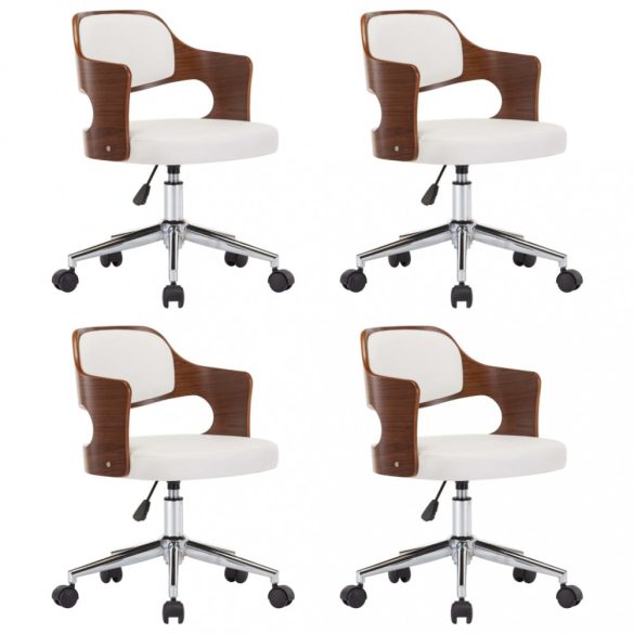 4 db fehér hajlított fa és műbőr forgó étkezőszék