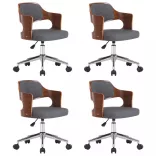 4 db szürke hajlított fa és szövet forgó étkezőszék