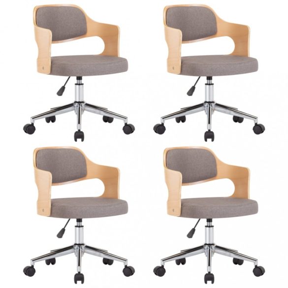 4 db tópszínű hajlított fa és szövet forgó étkezőszék