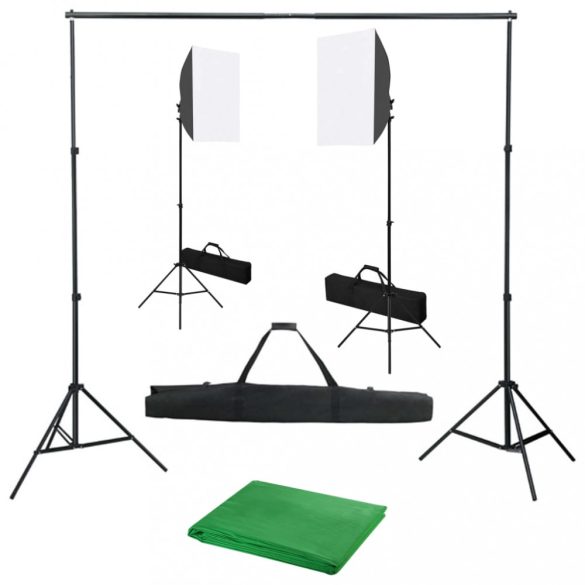 fotóstúdió-felszerelés softbox lámpákkal és háttérrel