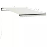 krémszínű kézzel kihúzható napellenző 300 x 250 cm