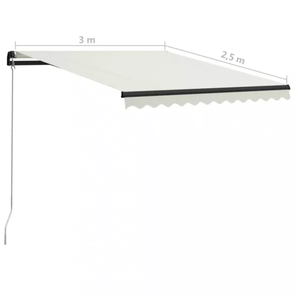 krémszínű kézzel kihúzható napellenző 300 x 250 cm