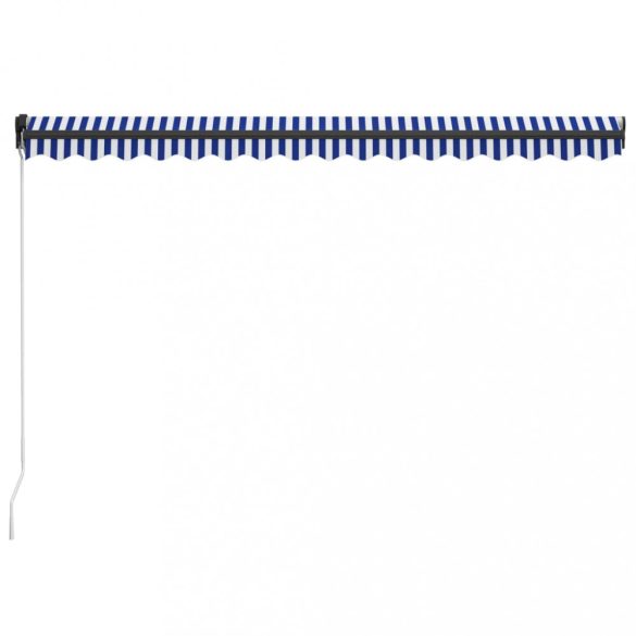 kék és fehér kézzel kihúzható napellenző 450 x 300 cm