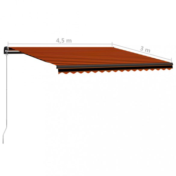 narancssárga és barna kézzel kihúzható napellenző 450 x 300 cm
