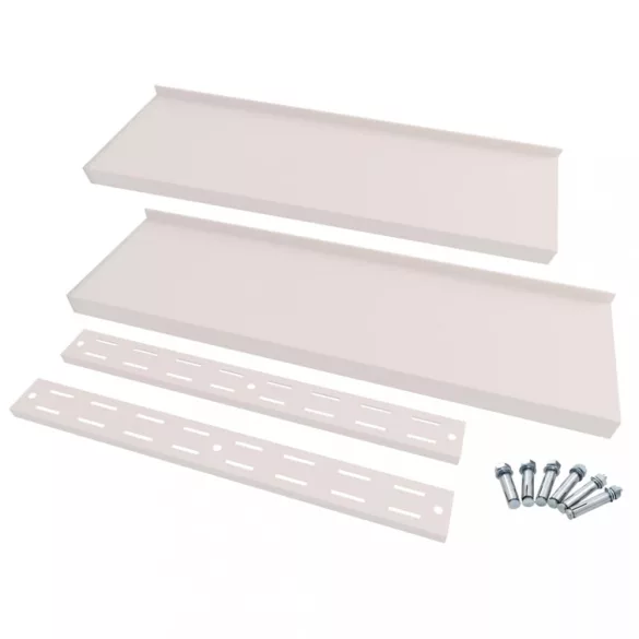 2 db kétszintes rozsdamentes acél fali polc 200 x 30 cm