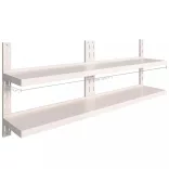 2 db kétszintes rozsdamentes acél fali polc 200 x 30 cm