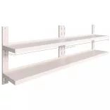 2 db kétszintes rozsdamentes acél fali polc 240 x 30 cm