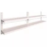 2 db kétszintes rozsdamentes acél fali polc 300 x 30 cm