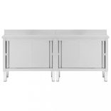 2db rozsdamentes acél munkaasztal tolóajtókkal 200x50x(95-97)cm