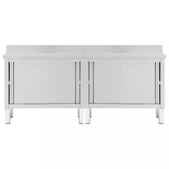2db rozsdamentes acél munkaasztal tolóajtókkal 200x50x(95-97)cm