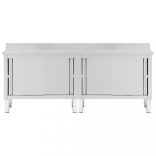 2db rozsdamentes acél munkaasztal tolóajtókkal 240x50x(95-97)cm