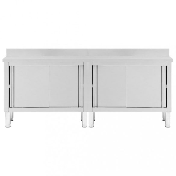 2db rozsdamentes acél munkaasztal tolóajtókkal 240x50x(95-97)cm
