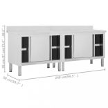 2db rozsdamentes acél munkaasztal tolóajtókkal 240x50x(95-97)cm