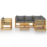 7 részes tömör akácfa kerti ülőgarnitúra párnával