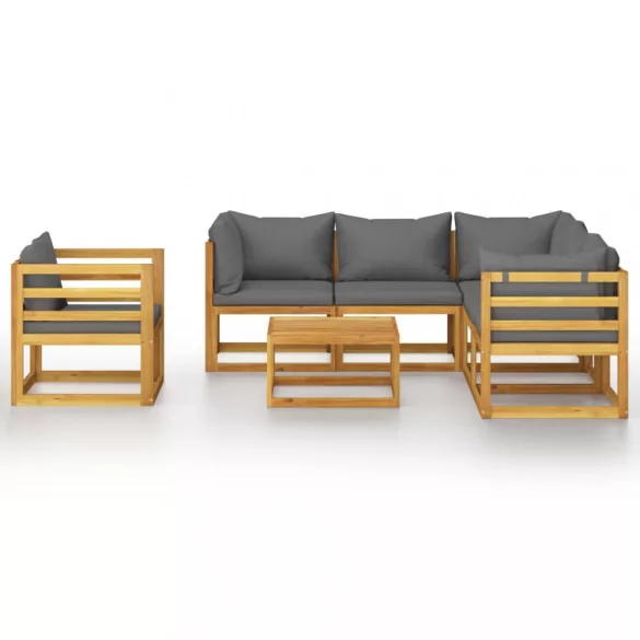 7 részes tömör akácfa kerti ülőgarnitúra párnával