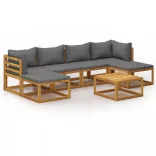 7 részes tömör akácfa kerti ülőgarnitúra párnával