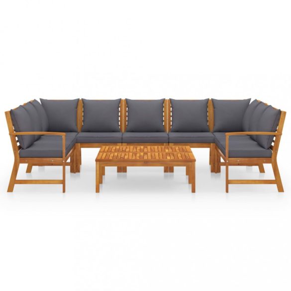 9 részes tömör akácfa kerti ülőgarnitúra párnával