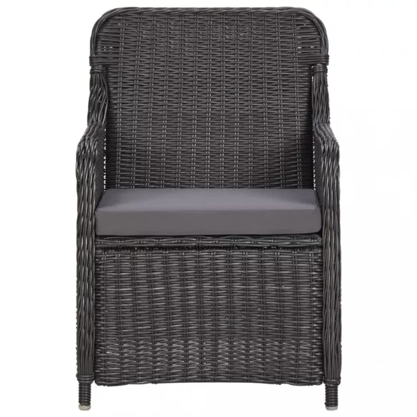 7 részes fekete kültéri polyrattan étkezőgarnitúra