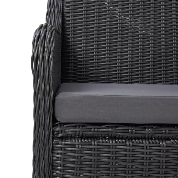 7 részes fekete kültéri polyrattan étkezőgarnitúra