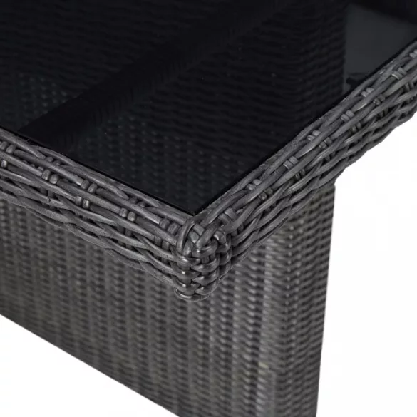 7 részes fekete kültéri polyrattan étkezőgarnitúra