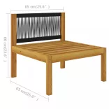 8 darabos krémszínű akácfa és kötél kerti pihenőgarnitúra párnákkal