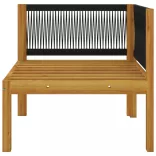 8 darabos krémszínű akácfa és kötél kerti pihenőgarnitúra párnákkal