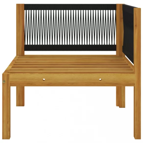 8 darabos krémszínű akácfa és kötél kerti pihenőgarnitúra párnákkal