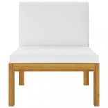 10 darabos krémszínű akácfa és kötél kerti pihenőgarnitúra párnákkal