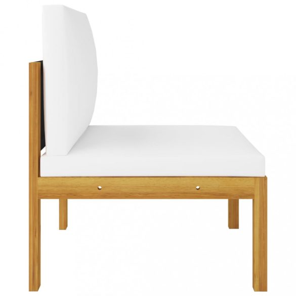 10 darabos krémszínű akácfa és kötél kerti pihenőgarnitúra párnákkal