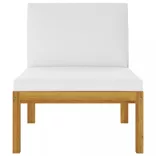 11 darabos krémszínű akácfa és kötél kerti pihenőgarnitúra párnákkal