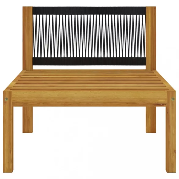 11 darabos krémszínű akácfa és kötél kerti pihenőgarnitúra párnákkal