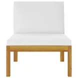 9 darabos krémszínű akácfa és kötél kerti pihenőgarnitúra párnákkal