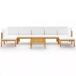 8 darabos kerti pihenőgarnitúra párnákkal, krémszínű, 63 x 63 cm