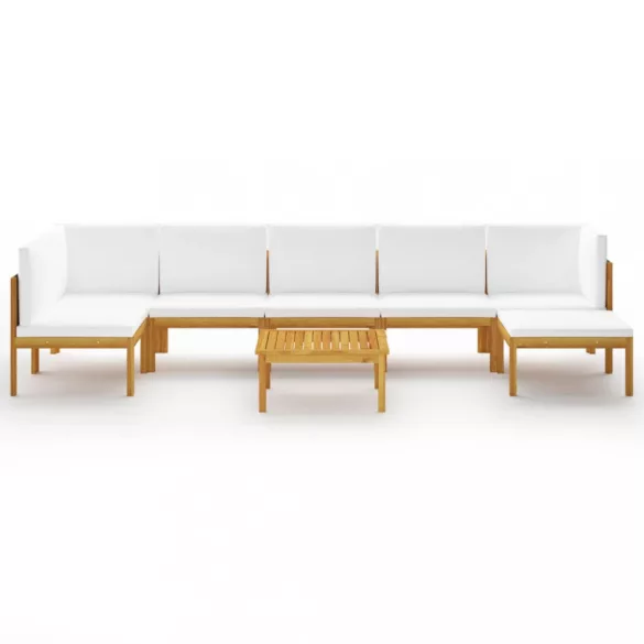 8 darabos kerti pihenőgarnitúra párnákkal, krémszínű, 63 x 63 cm