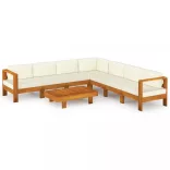 8 darabos akácfa kerti pihenőgarnitúra párnákkal 100 x 60 cm