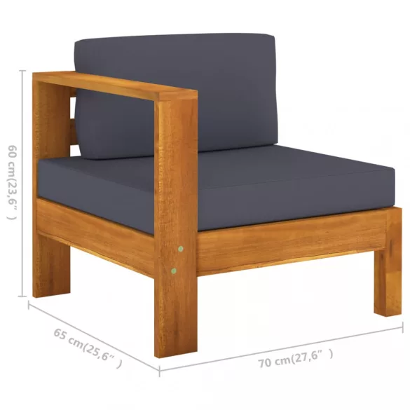 9 részes akácfa kerti ülőgarnitúra sötétszürke párnákkal